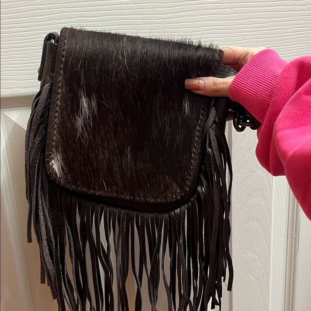 Montana west Fringed Brown Leather Crossbody Bag